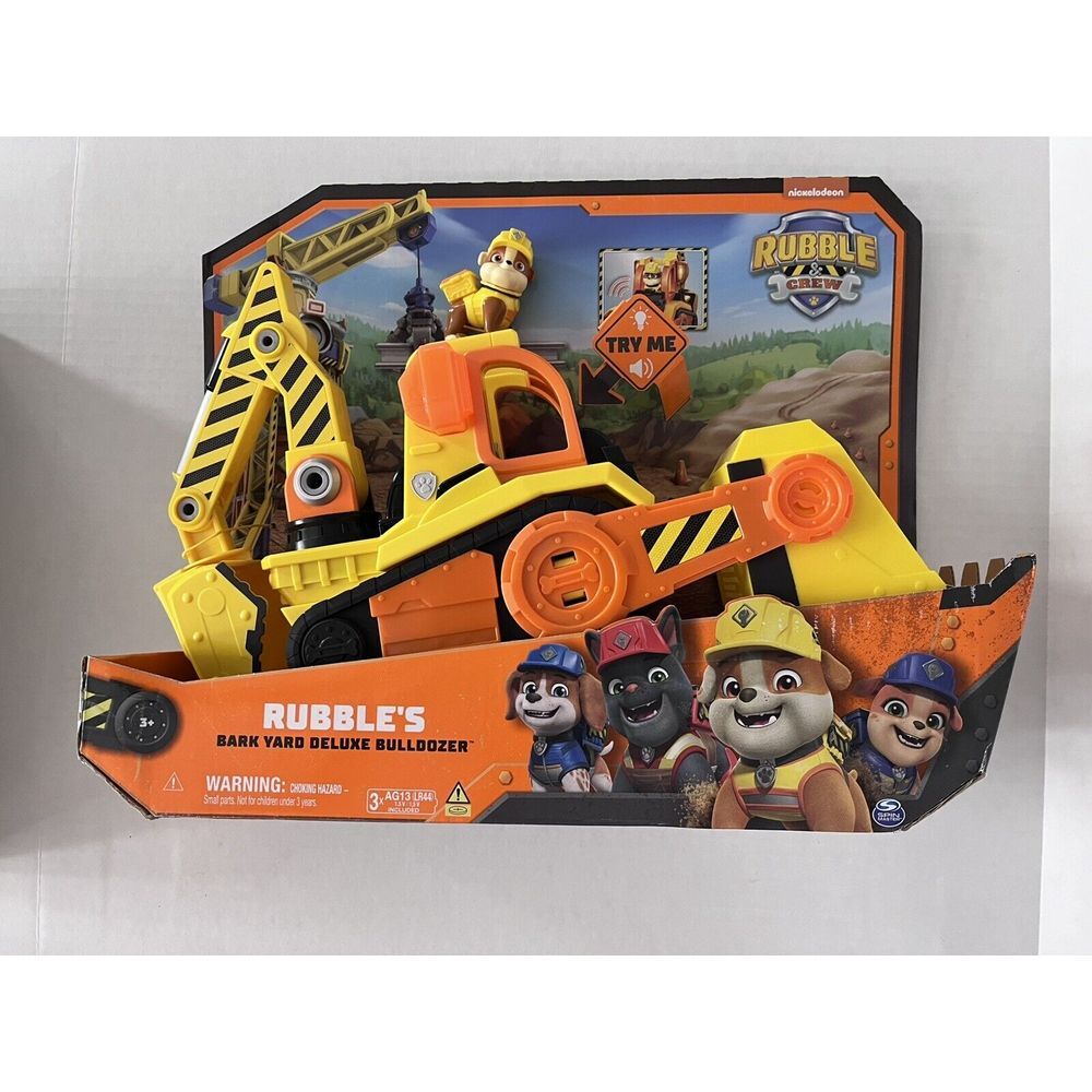 paw patrol rubble's Bark Yard Deluxe Bulldozer W/ Lights And Sounds New!!